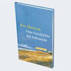 „Ben Shattuck, Eine Geschichte der Sehnsucht“. Blaues Cover mit Landschaftsillustration und kleinem Gebäude.