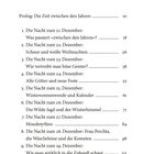 Inhaltverzeichnis: Prolog ab Seite 10 und Kapitel 1 bis 10 behandeln Nächte vom 21. bis 30. Dezember, mit Themen wie Mythen und Feste.