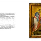 Text: Geschichte von Moses und dem brennenden Dornbusch. Illustration: Moses, kniend, vor brennendem Busch, biblische Szene.