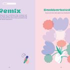 Links: "Remix", Erstelle einen Song. Rechts: "Dankbarkeitsblüte", Halte Momente fest. Blumenillustration.