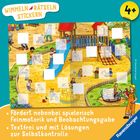"WIMMELN RÄTSELN STICKERN", "Fördert spielerisch Feinmotorik und Beobachtungsgabe"; Illustration eines Spielplatzes.