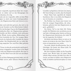 Textauszug aus einem Buch. Dekorative Blumenornamente oben auf beiden Seiten. Seitenzahlen 8 und 9.