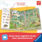 „Tier suchen, Tier finden.“ Buch mit Waldszene, Tiere wie Eichhörnchen und Wildschwein. Für Kinder ab 3.