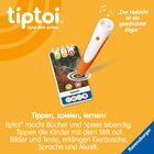 Logo "tiptoi® Spiel dich schlau", daneben ein Stift auf einem Bild von einem fliegenden Habicht. Text: "Tippen, spielen, lernen!"