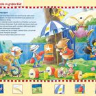 "Such die Ausschnitte im großen Bild! Alles Sport! Der kleine Rabe Socke und seine Freunde wollen stark werden." 

Illustration: Tiere trainieren in bunter Szenerie mit Sportgeräten. Farbig und verspielt.