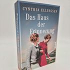 Text: "Cynthia Ellingsen Das Haus der Erinnerung PIPER ROMAN." Zwei Frauen spazieren vor einer Landschaft.