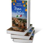 Text: "Marie Kärsting", "Roma Fatale", "Italien-Krimi". Cover mit Orangenbaum und Blick auf Rom. Bücherstapel.