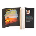 "Manchmal ist das Meer nicht das Kälteste." Ein Buch mit einer Illustration eines Sonnenuntergangs am Strand. Text über Frank Goldammer.