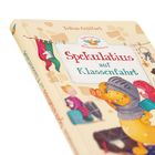 "Spekulatius auf Klassenfahrt" von Tobias Goldfarb. Illustration mit einem gelben Drachen in Ritterrüstung.