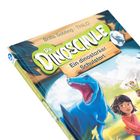 Titel: "Die Dinoschule: Ein dinostarker Schulstart". Ein blaues Dinosaurier und Kinder auf dem Cover eines Buches.