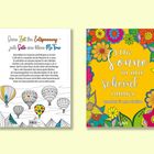 Links: Anleitung zur Entspannung. Rechts: "Die Sonne in mir scheint immer". Bunte Blumen und Heißluftballons.