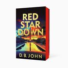 "RED STAR DOWN" in großen Buchstaben, darunter "THRILLER SUHRKAMP". Illustration: Washington Monument bei Sonnenuntergang.