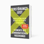 "Zerstörungs-Lust" und "Elemente des demokratischen Faschismus" stehen auf einem Buchcover mit grünem X.