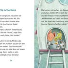Kapitelüberschrift "Fertig zur Landung". Links Text über Raumfahrt, rechts Illustration eines Raumschiffs mit Tieren am Eingang.