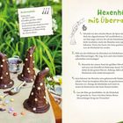 "Hexenhüte mit Überraschung", Rezept mit Eis, Kuvertüre und Süßigkeiten. Links stehen verzierte Schokoladenhüte.