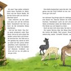 Leyla sitzt auf einem Hochsitz im Wald, beobachtet Tiere, liest laut ein Buch auf einer Wiese. Ein Zorse und Lamas.