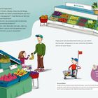 Der Text beschreibt eine Szene im Supermarkt. Papa erklärt Verschiedenes über Obst. Wanda probiert eine Passionsfrucht.