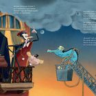 Text beschreibt die Aussicht von Zimmer 5 und den edlen Vampir, der empört ist. Eine humorvolle Illustration mit einem Krokodil.