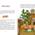 "PENG-PENG! PENG!" Ein kleines, verspieltes Dinosaurierbaby liegt verheddert in einem Maßband auf dem Boden eines Wohnzimmers.