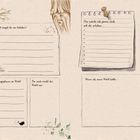 Texte: "Welchen Ort magst du am liebsten?", "Deine Lieblingspflanze im Wald", "Für mich riecht der Wald wie...", "Das würde ich gerne noch mit dir erleben...", "Wenn ich einen Wald hätte...". Es ist eine Illustration mit einem Ast, einer Eule, Blättern und einem Baumstamm.