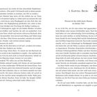 Seite 14: Text beginnt mit "die Nasenwurzel" und endet mit "Vorhang schon bald wieder öffnen würd..."
Seite 15: Überschrift "2. Kapitel: Becks", beginnt mit "Warum ist das nicht Jason Momoa an meiner Tür?" und endet mit "...in meinem Bauch verharren." Oben rechts Blumen und Laterne.