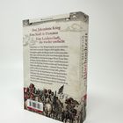 Text: "Drei Jahrzehnte Krieg. Eine Stadt in Flammen. Eine Leidenschaft, die wieder entfacht." Illustration: Historische Kriegerszene.