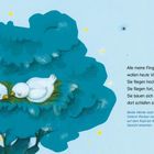 Text: "Alle meine Fingerlein, wollen heute Vöglein sein..." Zwei Vögel schlafen im Nest; Mond und Sterne leuchten.