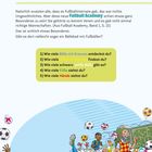 "Fragen zu bestimmten Bällen und Körperteilen. Illustration eines Bällbads mit verschiedenen Fußbällen und Personen."