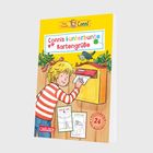 „Connis kunterbunte Kartengrüße“. Illustration: Kind steckt Brief in gelben Briefkasten. Kartenset mit 24 Postkarten.