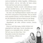 Text über Frau Bockelmann begrüßt Schüler, Hausmeister Ploschke und Familie Knorz. Illustration: Zwei Personen mit Kaninchen.