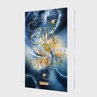 Text: Air Awoken, Elise Kova, Carlsen. Gestaltung: Mystische Wolken und Lichtstrahlen in Blau und Gold.