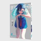 Die Texte „LIAR, SATSUKI CAN SEE DEATH“, „ryoko“, „7“. Illustration eines Mädchens mit blauem Haar und roter Krawatte.