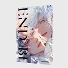 "World's End Blue Bird 4" und "HAYABUSA". Zwei Gesichter mit strahlenden Augen in pastellfarbenem Manga-Stil.