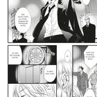 Erspäht. Zielperson steht am Hinterausgang. Ich höre den Aufzugsantrieb. Mann mit Anzug und Vogel. Manga-Stil.