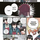 Comic-Szene: Figuren in Schuluniform diskutieren lebhaft. Text über Missverständnisse, Sasaki und Humor.