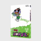 Bunte Illustration mit einem Cartoon-Zombie, grünen Schleim und den Texten "ZOZO ZOMBIE!" und "ZOMBIE!".