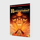 Ein Comic-Cover mit der Überschrift: "Rummelsdorf - Die dunklen Jahre." Darunter eine stilisierte Figur mit Hut und Sonnenbrille.