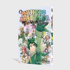 Text: "MY HERO ACADEMIA Team Up Mission. Versammelt euch, Helden! Yoko Akiyama, Original Story: Kohei Horikoshi." Illustration: Viele bunte Charaktere mit Hauptfigur im Vordergrund.