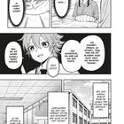 "Wow...!", "In Hasenform sogar?", "Aber wieso?", "Ein Schwerthieb... Ninjutsu-Technik...", "Weil sie ihn schnell essen möchte." Illustration im Manga-Stil mit Gesprächsszenen und einer zerstörten Schule.