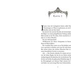 Kapitel 1. Eine verzierte Kopfzeile. Text über Eda und einen Laden. Atmosphärische Beschreibung eines Kundenbesuchs. Seitenzahl 7.