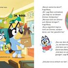 Mum und Dad räumen das Gästezimmer aus. Bluey und Bingo helfen. "Das kann weg." "Ja, Boss." Mum schaut das Babybettchen an.