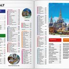 Inhalt, Reisen, Reiseplanung, Reiseziele, Hanoi Train Street, Geschichtspark Ayutthaya. Farbenfroh gestaltete Doppelseite.