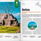 "Belize: Wo Kultur und Landschaft um Vielfalt wetteifern. Unterkünfte in Belize siehe S. 188." Links Maya-Ruinen, rechts Steg im Meer.
