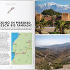**Bikepacking in Marokko: Marrakesch bis Tamraght.** Überschrift über Beschreibung und Karte. Fotos zeigen Berglandschaft und Festungsmauer.