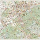 Landkarte mit Städtenamen: Dortmund, Essen, Köln. Straßennetzwerk und geografische Details im westlichen Deutschland.