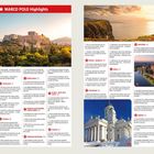 „MARCO POLO Highlights“ steht oben groß in weiß auf rotem Hintergrund. Unterhalb: Bilder von Athen und einer Küste.