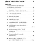 Inhaltsverzeichnis mit Themen wie "Theologische Geschichte," "Kirche und Staat," "Widerstand" und Seitenzahlen.