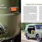 Fahrzeuge aus DDR-Produktion. Trabant 601 A Armeekübelwagen. Ein olivgrünes Armeefahrzeug im Freien.