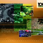 Text: "Breidscheid", "Nordschleife", "März", "hohe Acht Steilstrecke", Logo: "100", "hearts racing since 1927". 