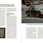 Text: Ein Porsche für die Geliebte – Die Autos von »Le Mans« (1971). Das Bild zeigt einen schiefergrauen Porsche 911 auf einer Straße.